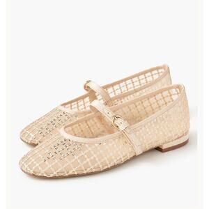 NWOB J.Crew Factory Sequin Plaid Mary Jane Flats Gold Sequin Size 11